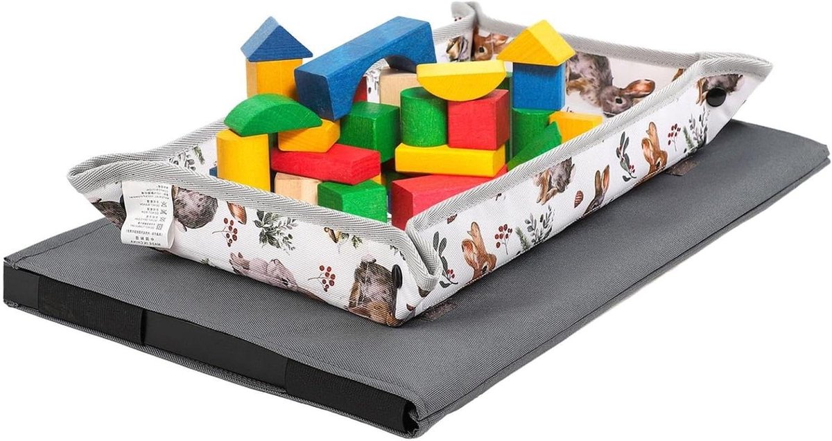 Vliegtuigtafelhoes - Vliegtuig dienblad hoes - Reizen met kinderen - Opvouwbare multifunctionele opbergruimte - 44 x 30 cm - Konijntje