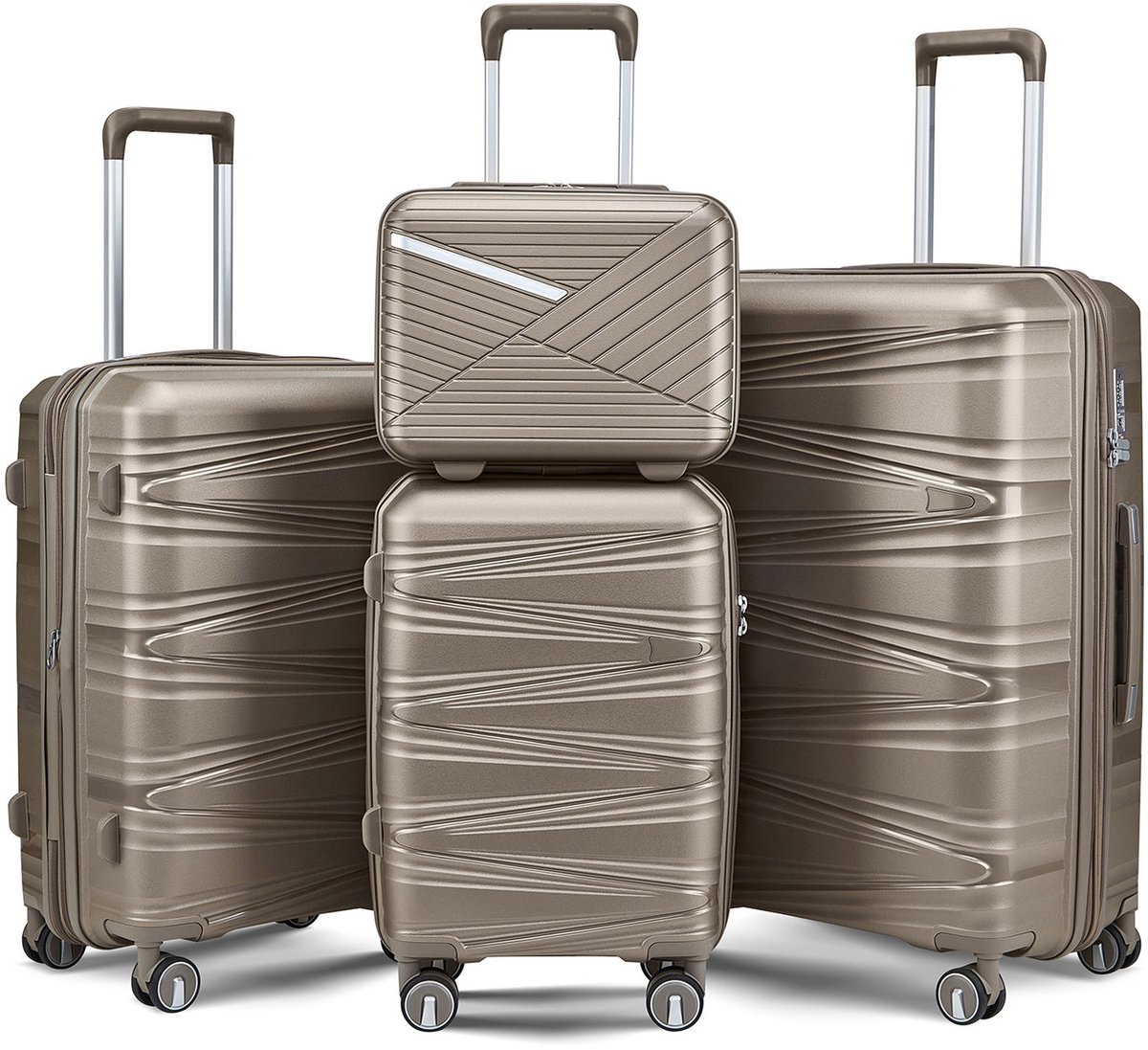 COVREO Kofferset 4-delig 20 24 28 inch champagne, polypropyleen met cijferslot