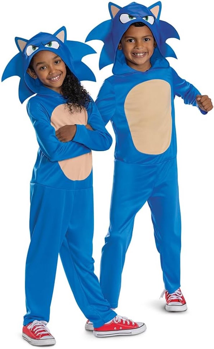 Movie Sonic kinderkostuum, officieel gelicentieerd door Disguise, comfortabele pasvorm en gedetailleerd ontwerp, S 4 tot 6