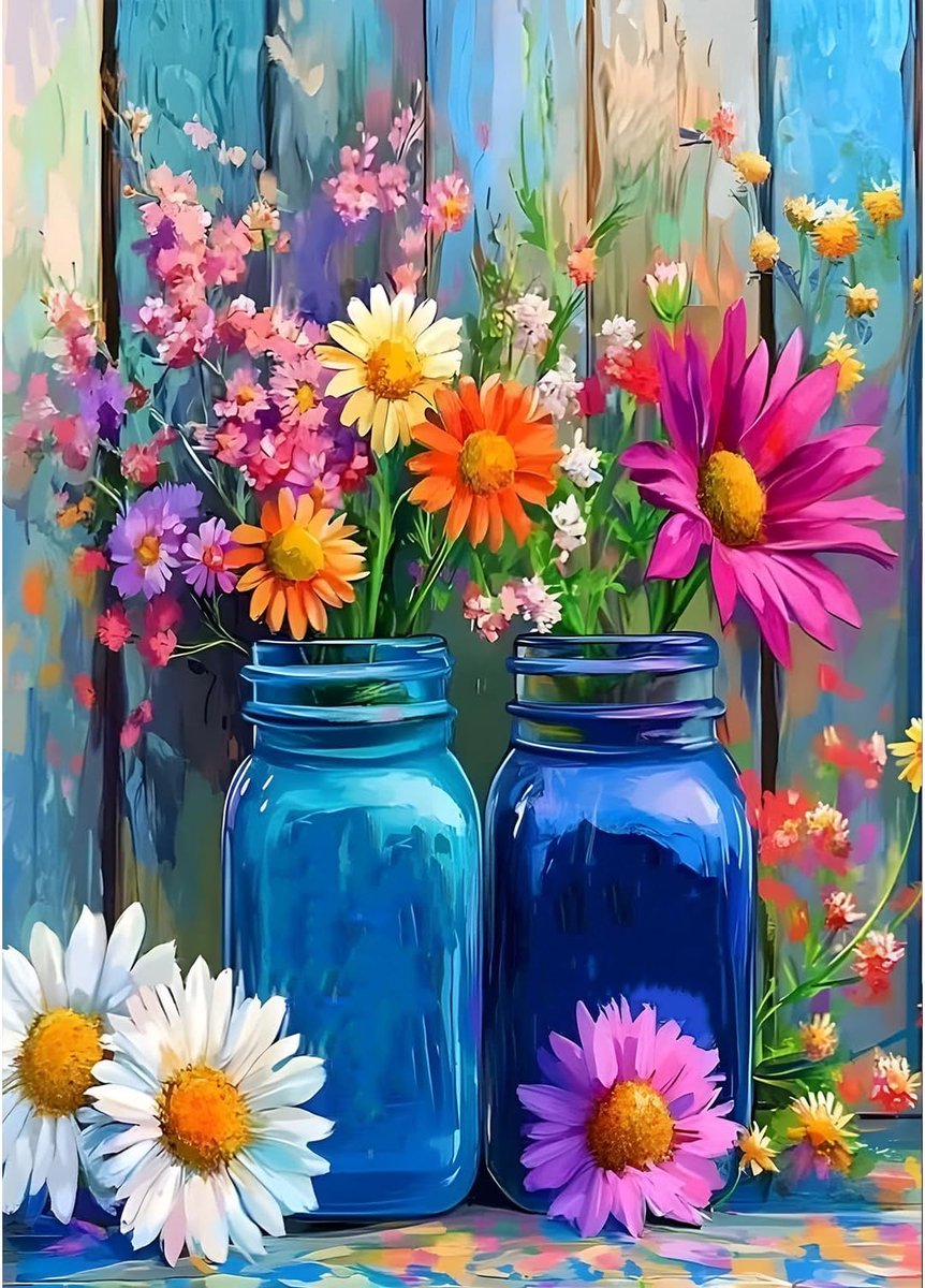 5D kleurrijke wilde bloemen diamond painting kit voor volwassenen beginners vaas diamant kunst kits volledige doe-het-zelf kamille diamant borduurset perfect voor ontspanning en decoratie 30 x