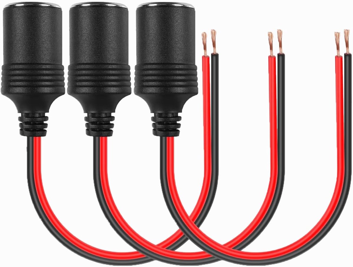 12 V-24 V Sigarettenaansteker, 3 Stuks Vrouwelijke Sigarettenaansteker Socket 12V Stopcontact Au-to Met 35cm Kabel Voor Auto, Motorfiets, Boot, Camping Auto, 35cmm X 1mm²