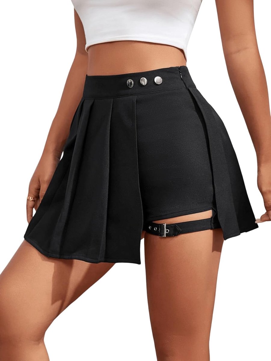 Dames broekrok korte broek Culottes broek casual minirok asymmetrische rok met gesp