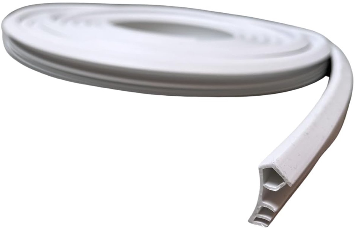 witte vleugelafdichting voor houten ramen, 5 meter, optimaal voor 5 mm groefbreedte, 12 mm groefdiepte, duurzaam met scheurbrug (wit)