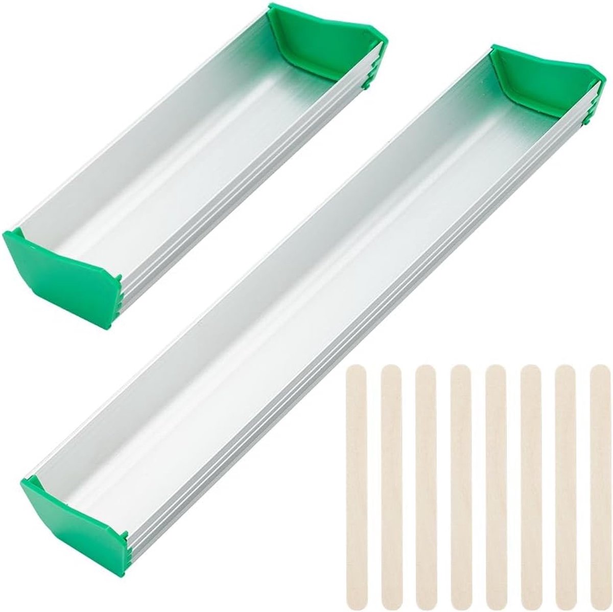 2 Maten Scoop Coater Aluminium Screen Coater met 50 stks Houten Cakesicle Sticks Dual Edge Emulsie Scoop Duurzaam Platina Scoop Coating Tool voor Zeefdruk Printing Supplies