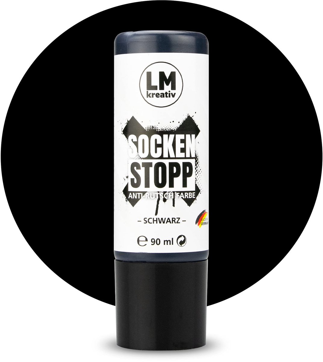 LM-Kreativ Sock Stop - antislip textielverf - 90 ml zwart - op waterbasis en latexvrij