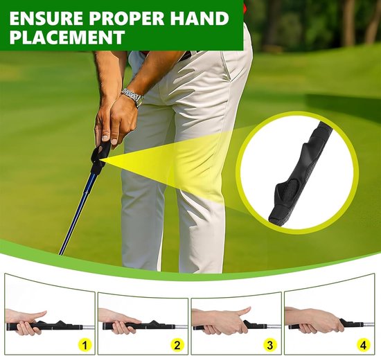 2 stuks golfgriptrainer en swingcorrectie armband, armbandtrainer, zwarte golfclubtraining, combo-greepbevestiging voor het corrigeren van handpositionering en swingmechanica (zwart — afbeelding 2