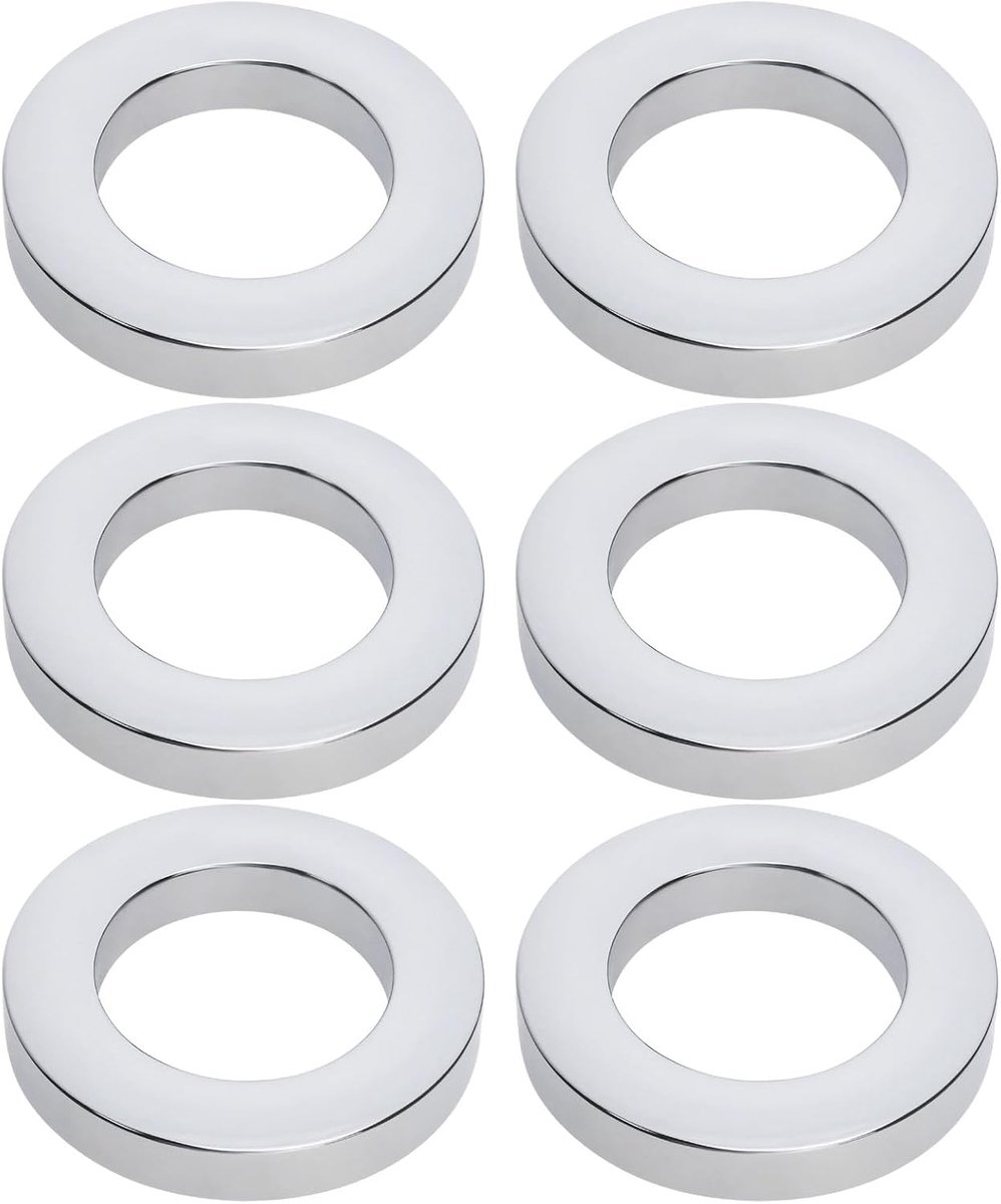 6-delige Wastafelkraan Basisring Verchroomd Kunststof Montagering Kraanbasisafdekking met Afdichting Binnendiameter 32 mm Buitendiameter 52 mm