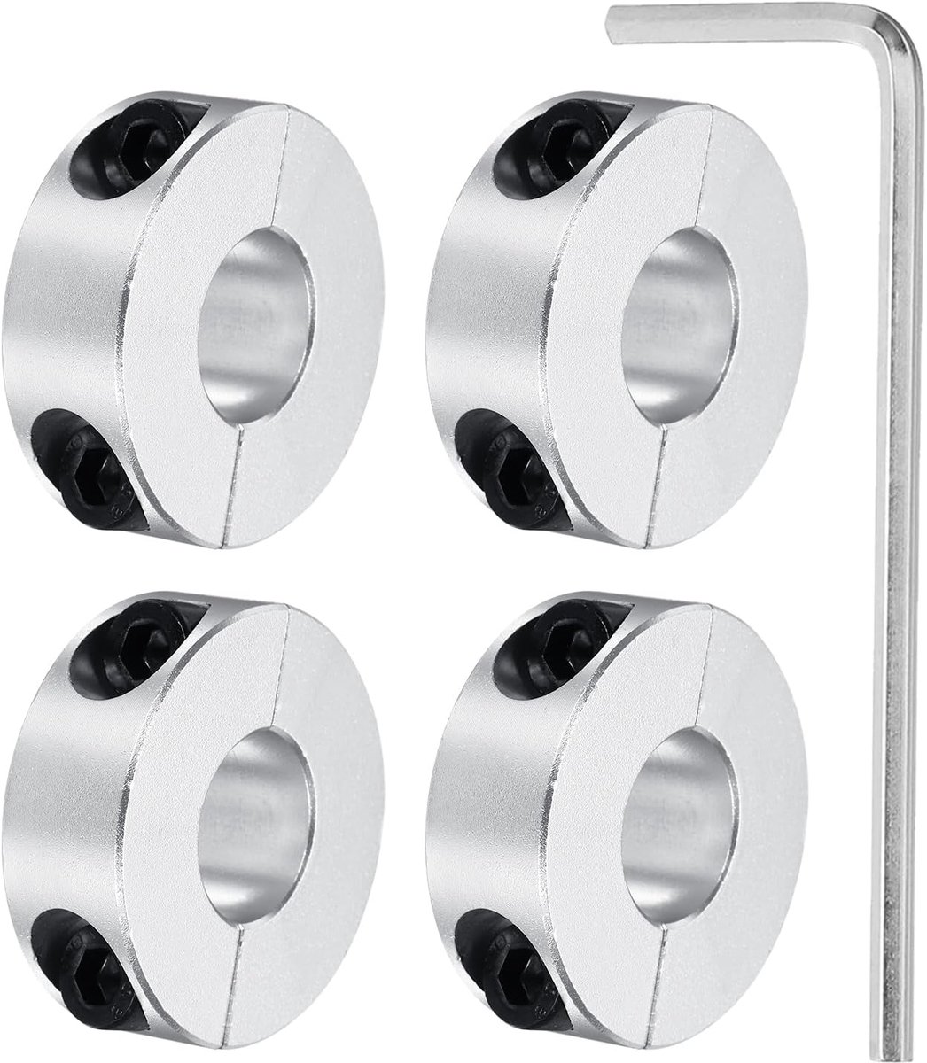 4 stuks diepteaanslag stelring 15 mm ID diepteaanslag voor boren boren dubbel gedeelde aluminium klemring golfringen met zeskantsleutel
