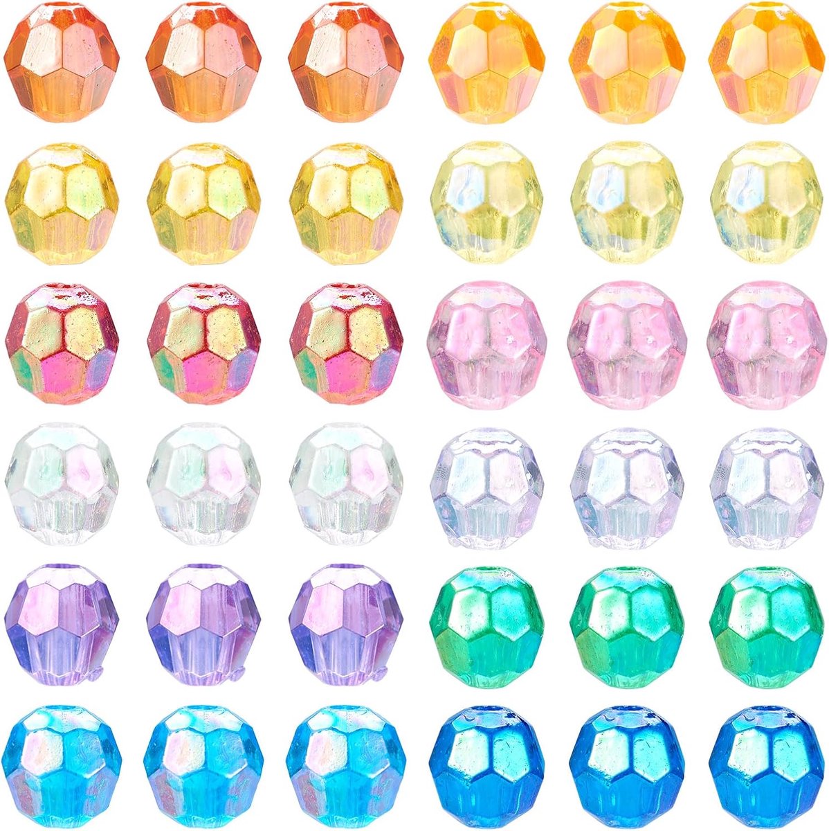 1080st AB Kleur Geplateerde Gefacetteerde Ronde Acryl Kralen Transparante Kunststof Losse Spacer Kralen voor Armband, Ketting, Sieraden Maken