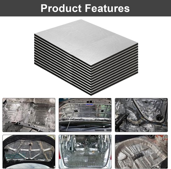 12 Stuks Geluidsisolatie Mat voor Auto - Zelfklevende Aluminium Butyl Mat, Waterdicht en Duurzaam 250 x 180 x 5mm — afbeelding 4