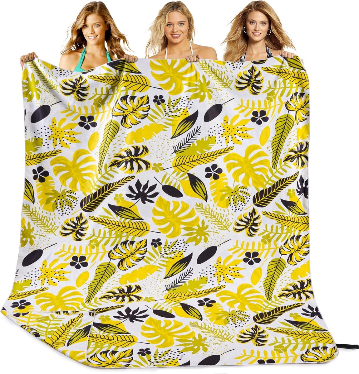 strandlaken XXL, 200 x 145 cm, groot, sneldrogend microvezel strandlaken, badlaken, zandvrij, dames strandlaken (geel)