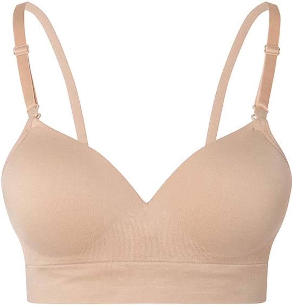 Beha voor dames, zonder beugel, gevoerde bustiers, beige, M