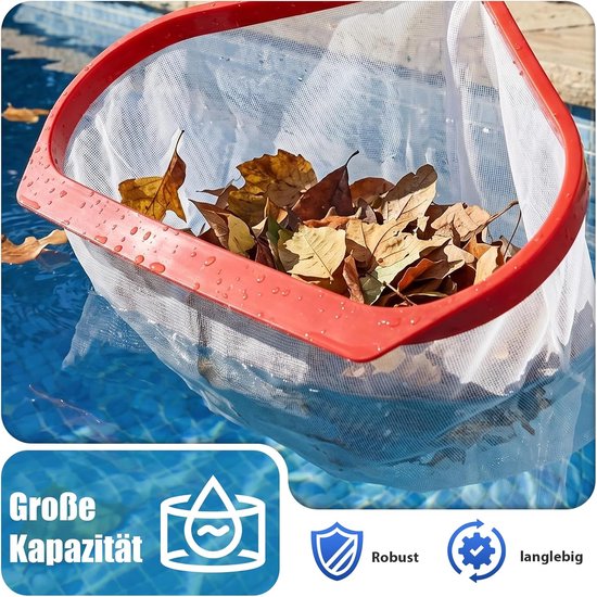 schepnet algenschepnet zwembad schepnet vijver fijnmazig stabiel 40 cm breed voor vijver, zwembad, waterpark, fontein — afbeelding 3