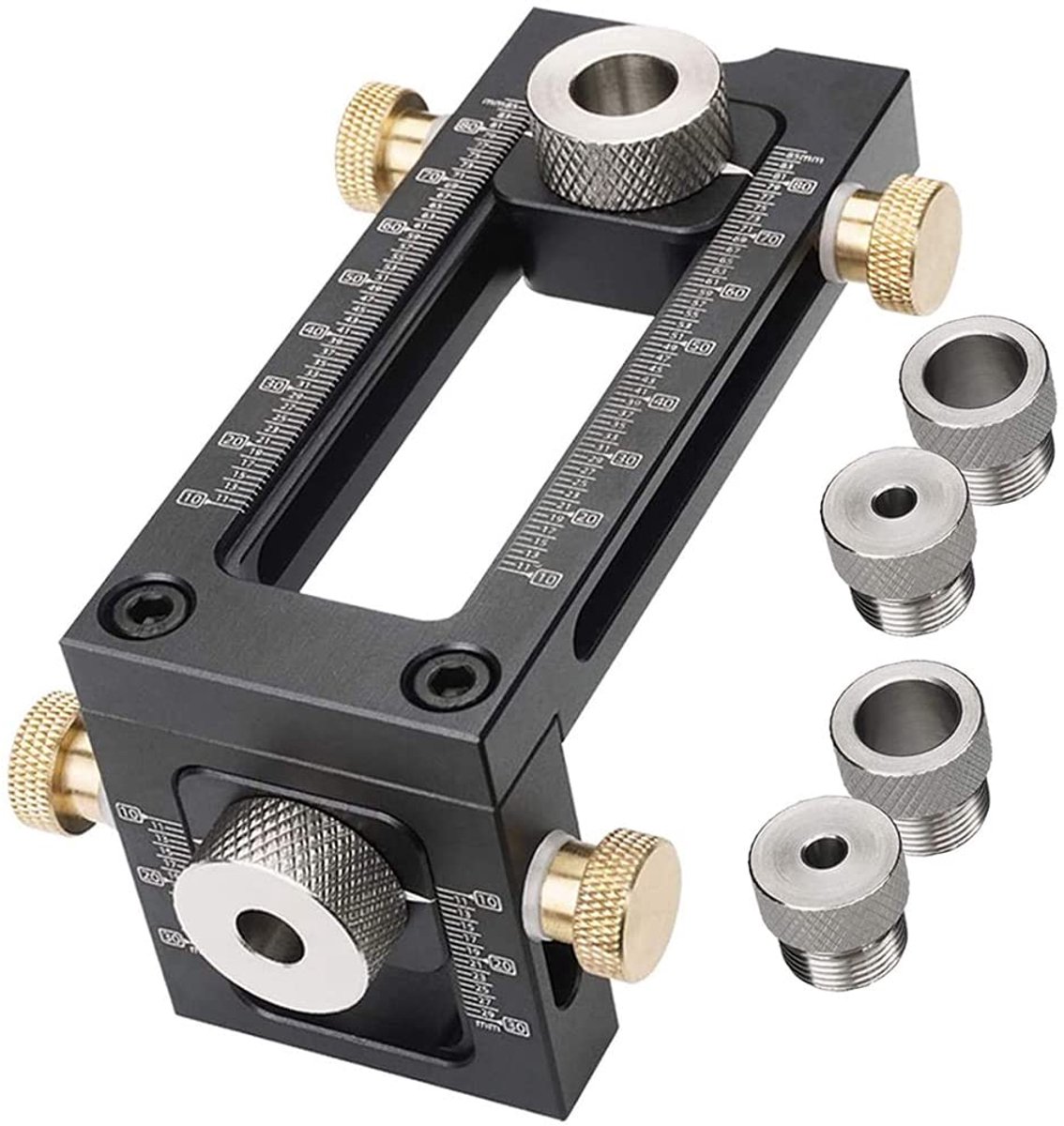 Jig 2-in-1 Verstelbare Houtbewerking Boorpons Locator Deuvel Boorgeleider Kit met 4-gat 6/8/10/12mm Pin voor Bed Kast Schroeven Pons Locator
