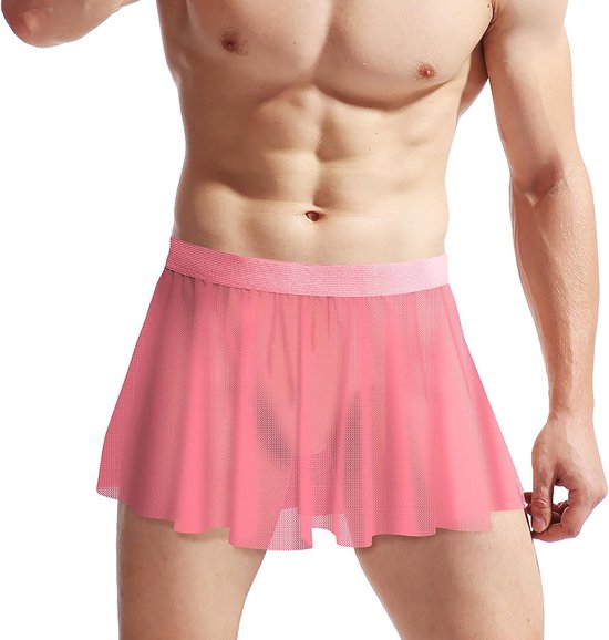 Sexy Sissy minirok voor heren, slipje, knippers, mesh slip met lage taille, crossdresser ondergoed, transparante hot jurk voor nachtclub, cosplay en erotische lingerie, prikkelend ondergoed — afbeelding 4