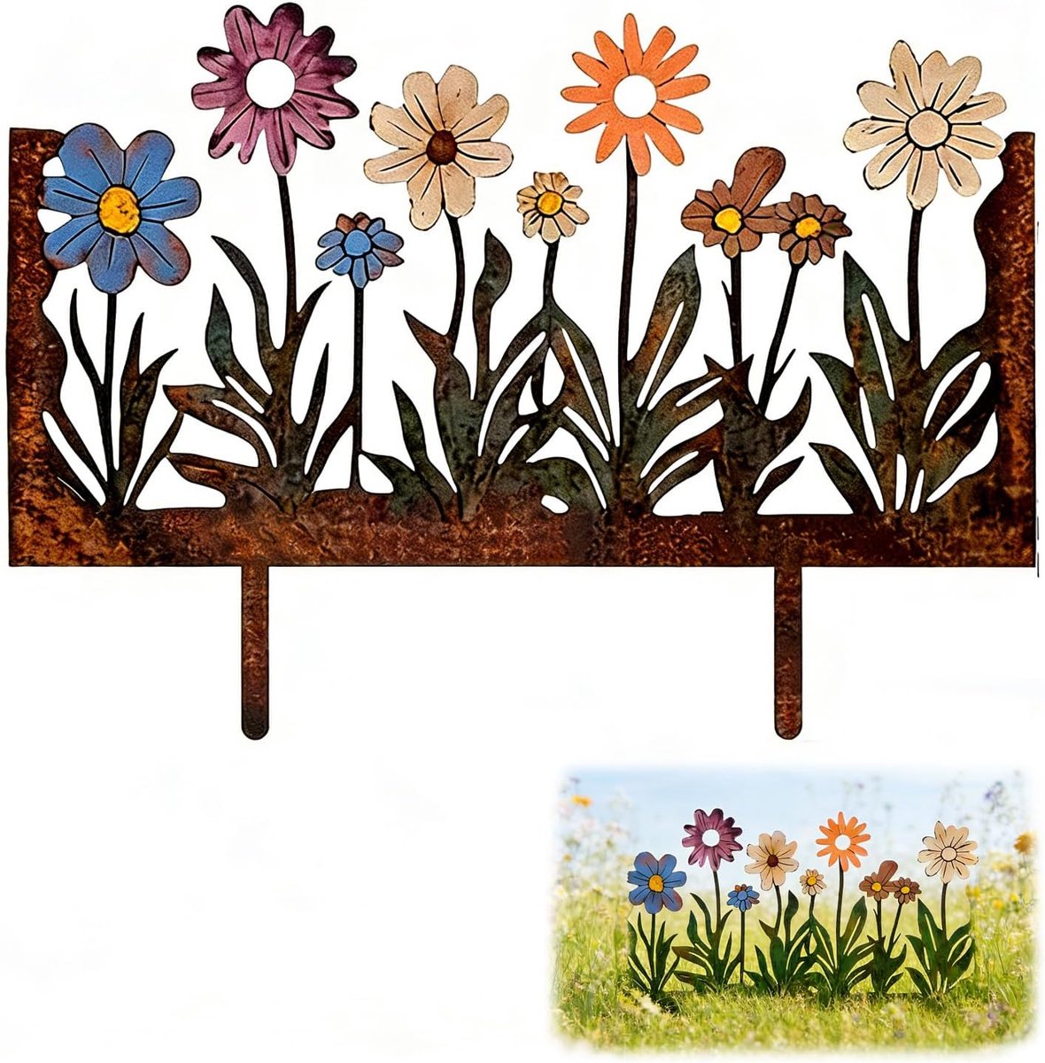 Bloemensteker,Potsteker,Gloryit Decoratief Blad van Edelroestig Metaal voor in de Tuin, Lentedecoratie voor in de Tuin,Geschikt voor Bloempotten,Tuinen,Gazons,Binnenplaatsen.