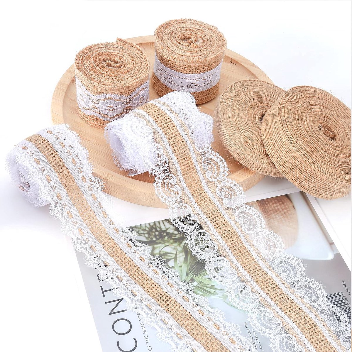 - Vintage Kant Hessische Jute voor DIY-knutselen, Kerstversiering, Bruiloft, Feest, Cadeau (28 m)