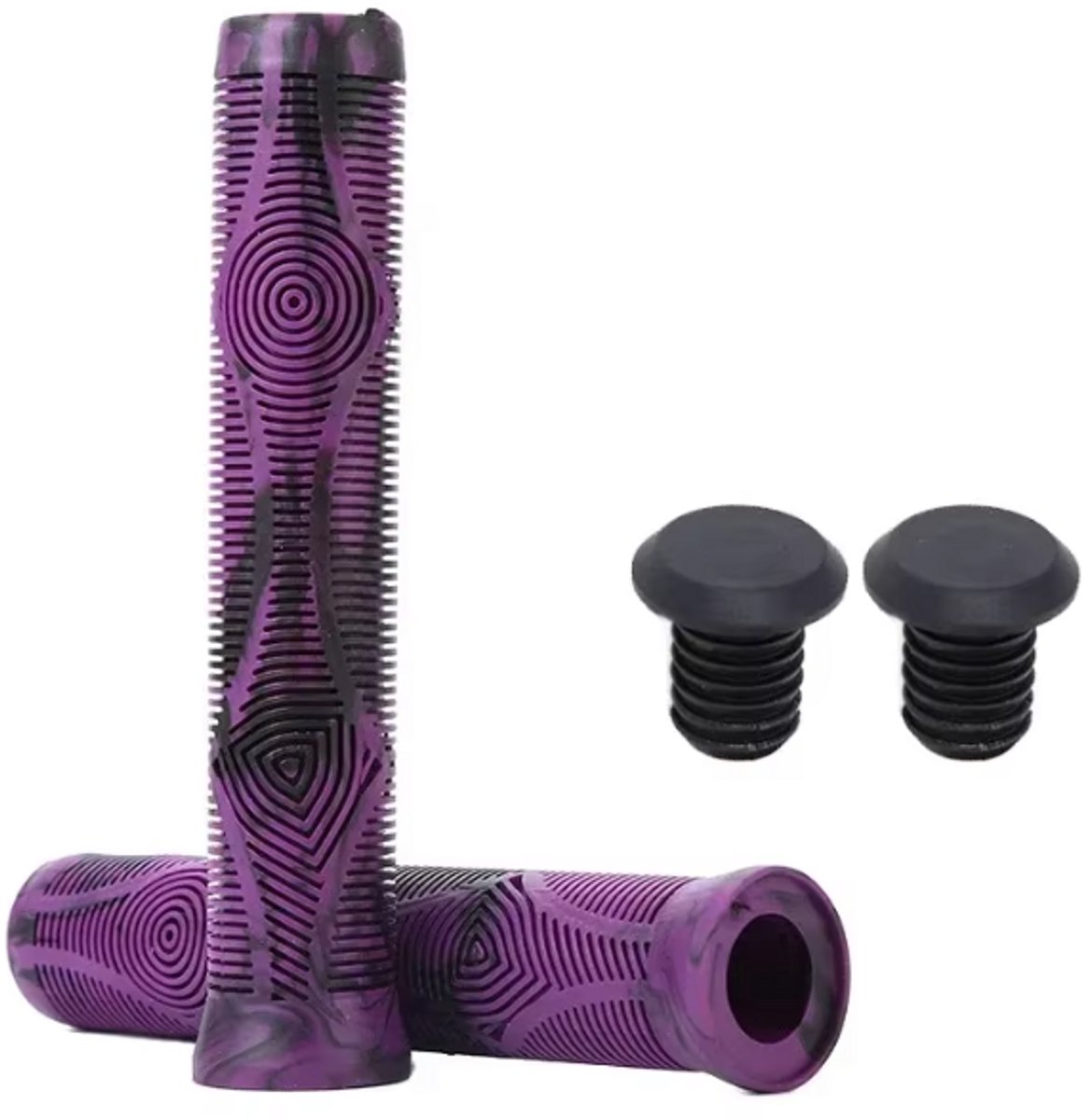 Rieba® Handvatten Fiets - 16cm Lang - Handvat voor Fietsstuur - MTB - BMX - Step - Handgrepen Rubber - Inclusief Stuurdoppen - Binnendiameter 22 mm - Rubber - 2 stuks - Paars