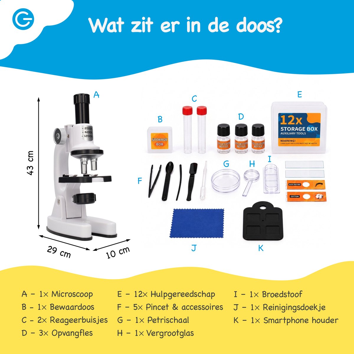 Silvergear® Microscoop voor Kinderen - Kindermicroscoop Set - Beginnersmicroscoop met 200x, 600x, 1200x Vergroting - Educatief STEM Speelgoed - LED Verlichting - Smartphonehouder, Preparaten en Onderzoeksaccessoires - Cadeau voor 6, 7, 8, 9, 10+ Jaar — afbeelding 6