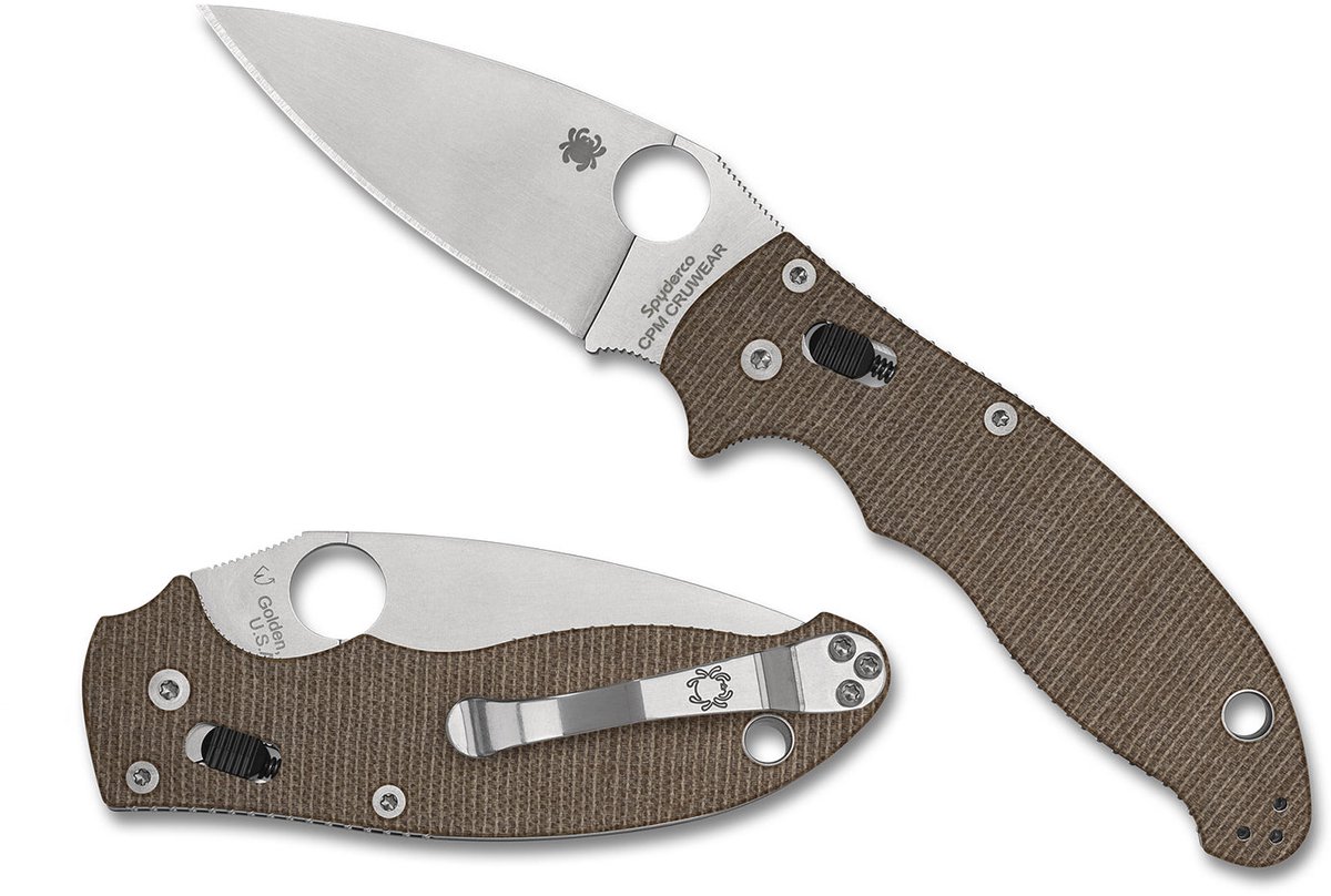 Spyderco Manix 2 Brown Canvas Micarta CPM CRU-WEAR
