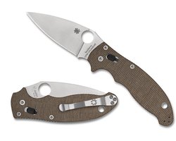 Spyderco Manix 2 Brown Canvas Micarta CPM CRU-WEAR