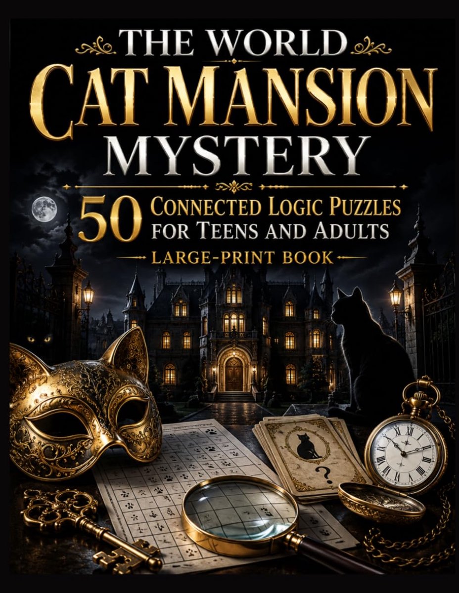 SnelShoppen - De Wereld Kat Mansion Mysterie: 50 Verbonden Logica Puzzels voor Tieners en Volwassenen - Groot Lettertype Boek voor Puzzelliefhebbers