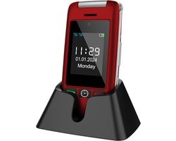Artfone G6 Senioren Telefoon 4G - Met Extra Batterij - Klaptelefoon Dubbel Scherm - SOS Noodknop - GSM Dumbphone - Rood