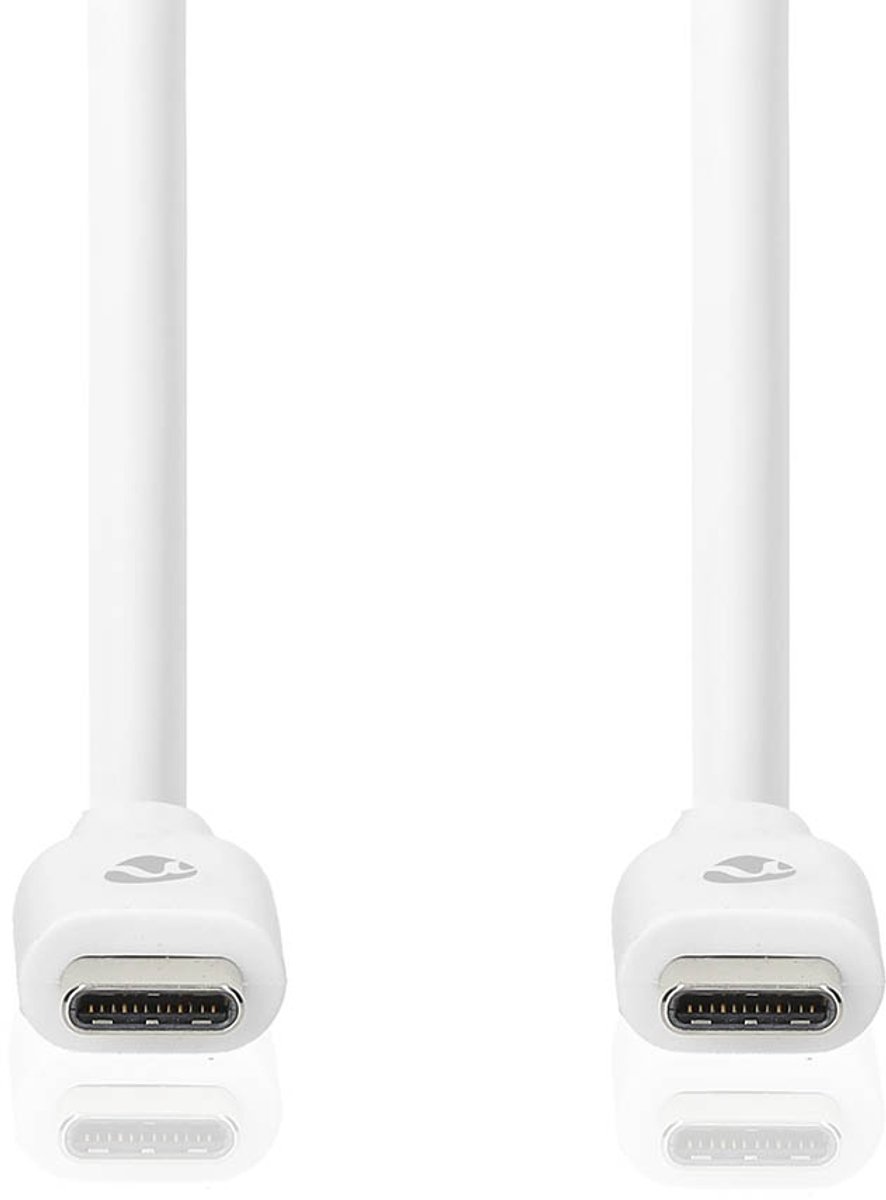 Nedis USB-Kabel - USB 3.2 Gen 1 - USB-C Male - USB-C Male - 60 W - 4K@60Hz - 5 Gbps - Vernikkeld - 3.00 m - Rond - PVC - Wit - Doos