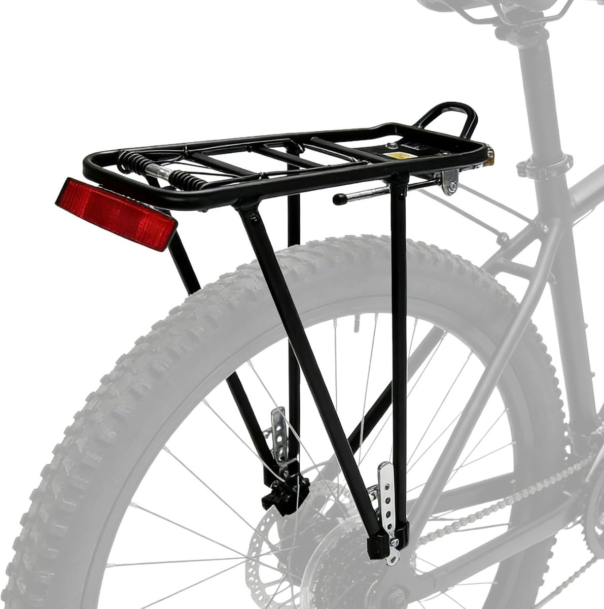 SnelShoppen - Bagagedrager voor mountainbike, verstelbare aluminium fietsbagagedrager met reflector, maximale belasting 20 kg, ideaal voor stadsfietse