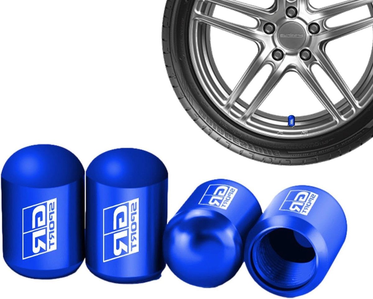 Ventieldoppen - Banden Caps - Banden Beschermen - Dubbele Afdichting - 4 Stuks - Blauw