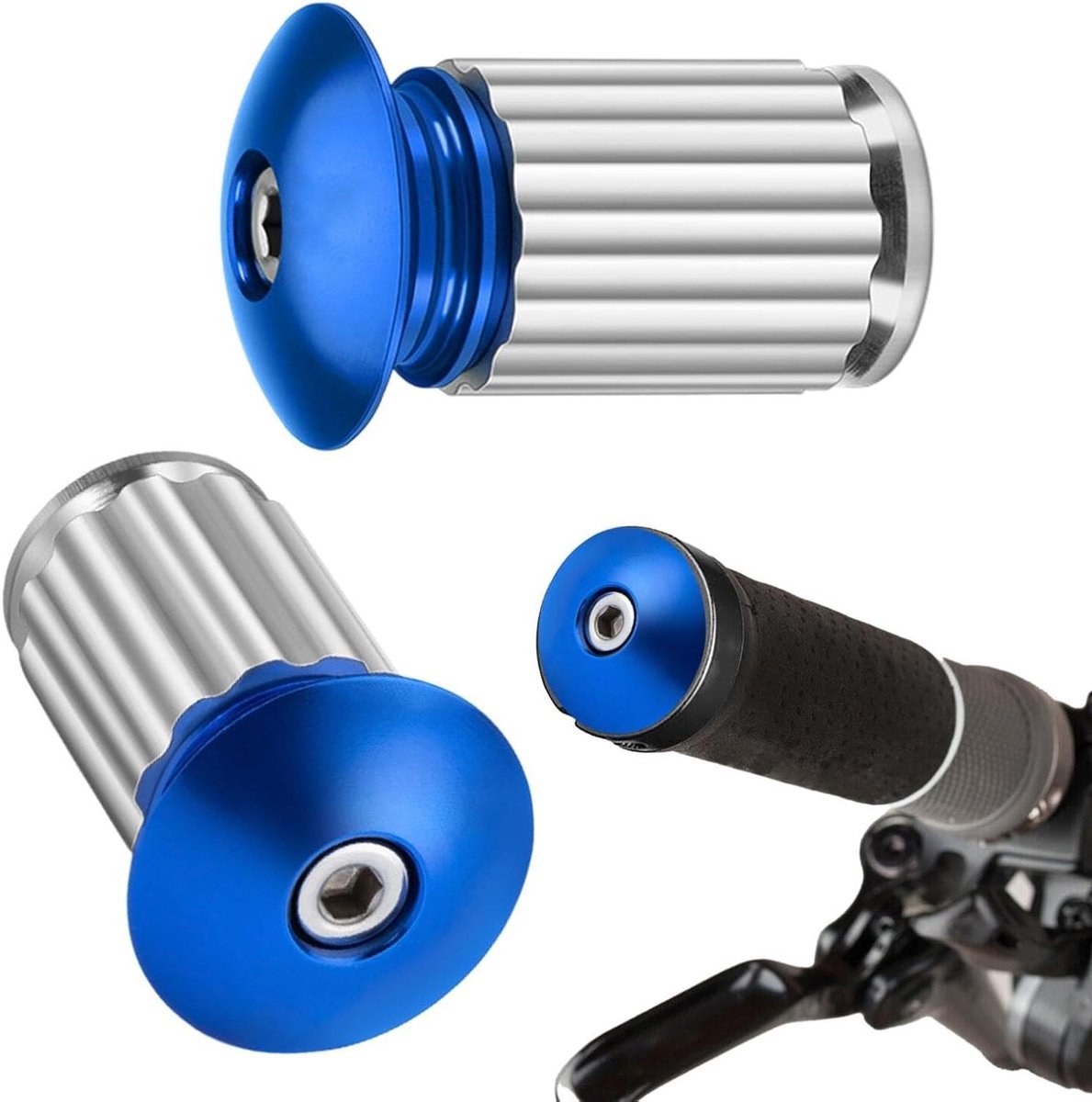 Stuurdoppen Fiets - Stuureinden Eindkappen - Fietsen Verbeteren - Uitbreidingsstructuur - Standaard Stuurdiameters - Blauw