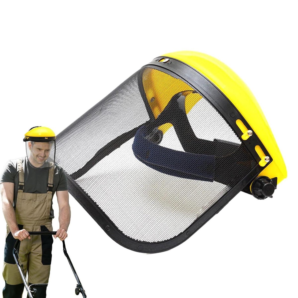 Gezichtsscherm Met Vizier - Beschermend Masker - Veilig Werken - Verstelbare Hoofdband - One Size - Geel