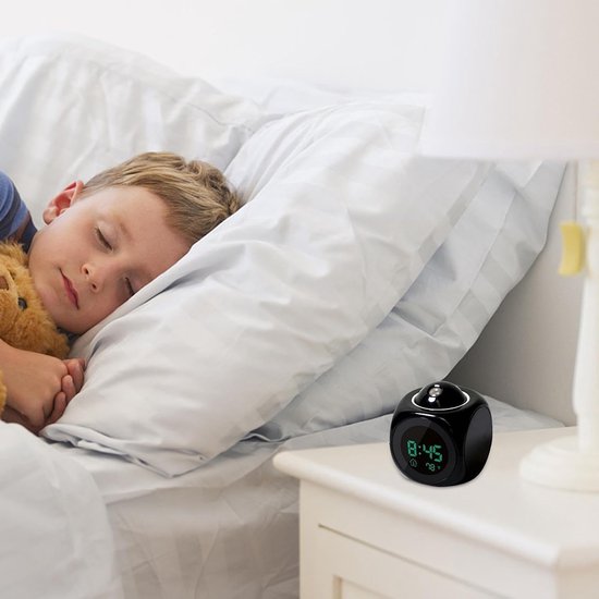 Projectieklok met Wekker - Projector Klok Sprekend - Slaapkamer Verlichten - Niet-flikkerende verlichting - 9.4 cm breed - Wit — afbeelding 3