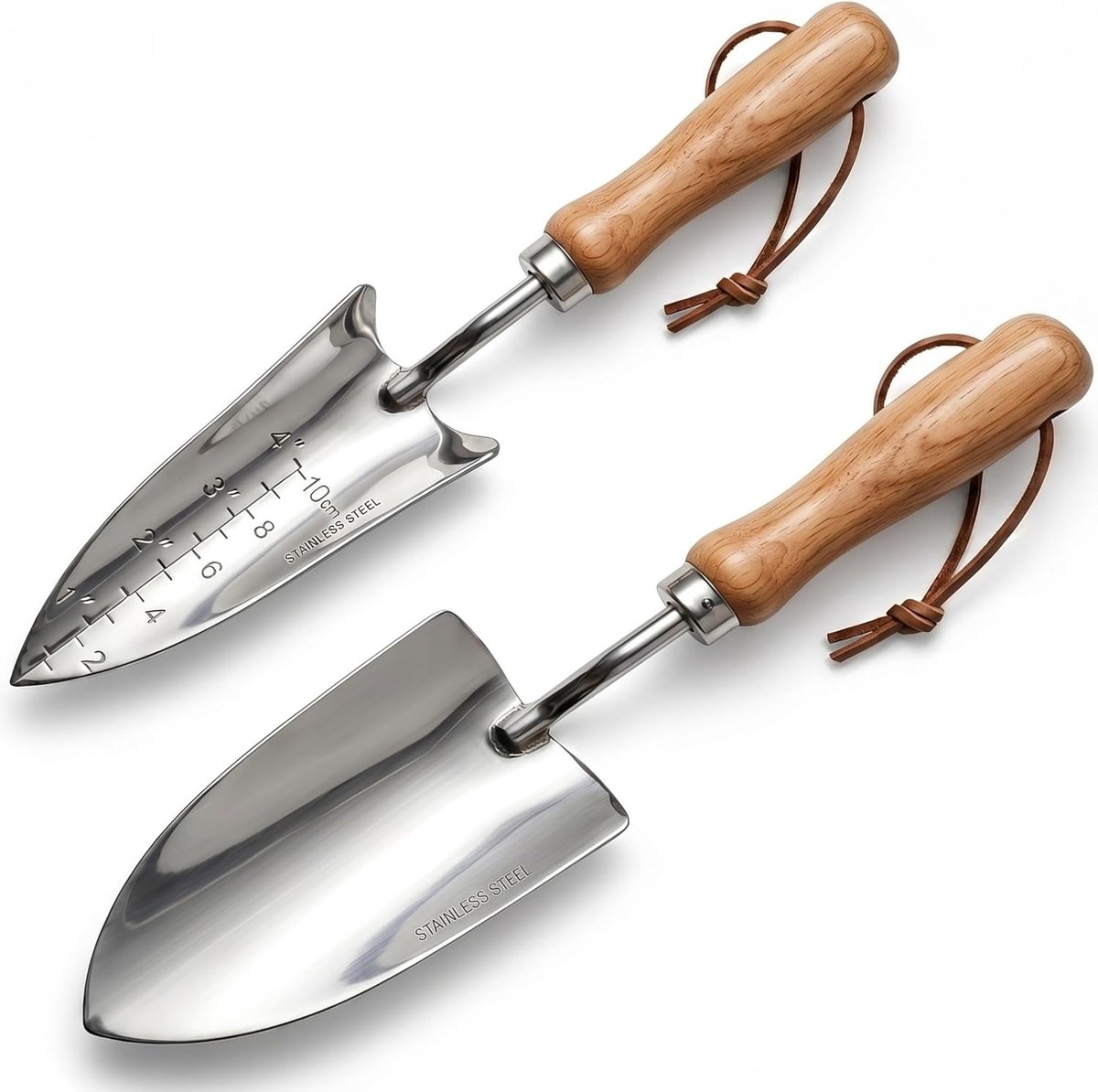 SnelShoppen - 2-delige Tuingereedschapsset Roestvrij Staal - Brede Tuinschep (33x8 cm) en Smalle Plantenschep met Schaal (32,5x7 cm) - Ideaal voor Ver