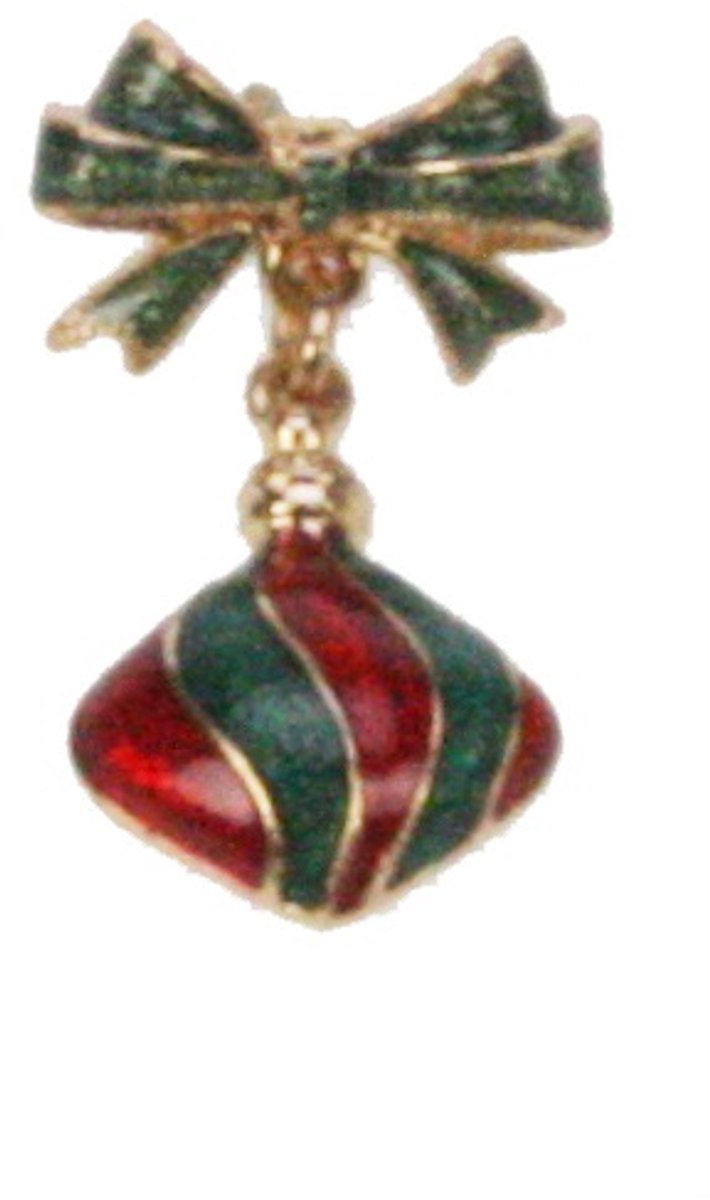 Broche Kerst ornament rood/ groen 1,5x1,3x3cm