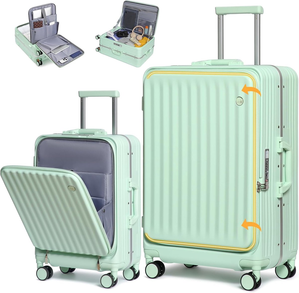 SnelShoppen - Reis Kofferset met USB Oplaadpunt - Lichtgewicht en Duurzaam - Hard Shell Trolley Koffer met Spinner Wielen en TSA Slot - Ideaal voor Va