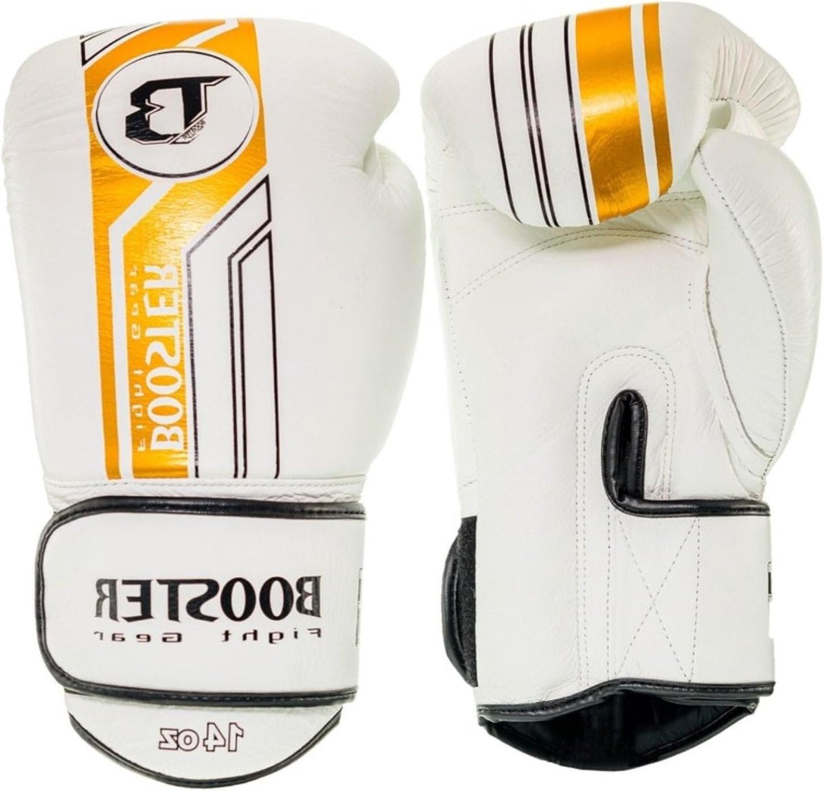 Bokshandschoenen - Vechtsport handschoenen - Intensieve training - Hoogwaardig leer - 16 oz - Wit goud