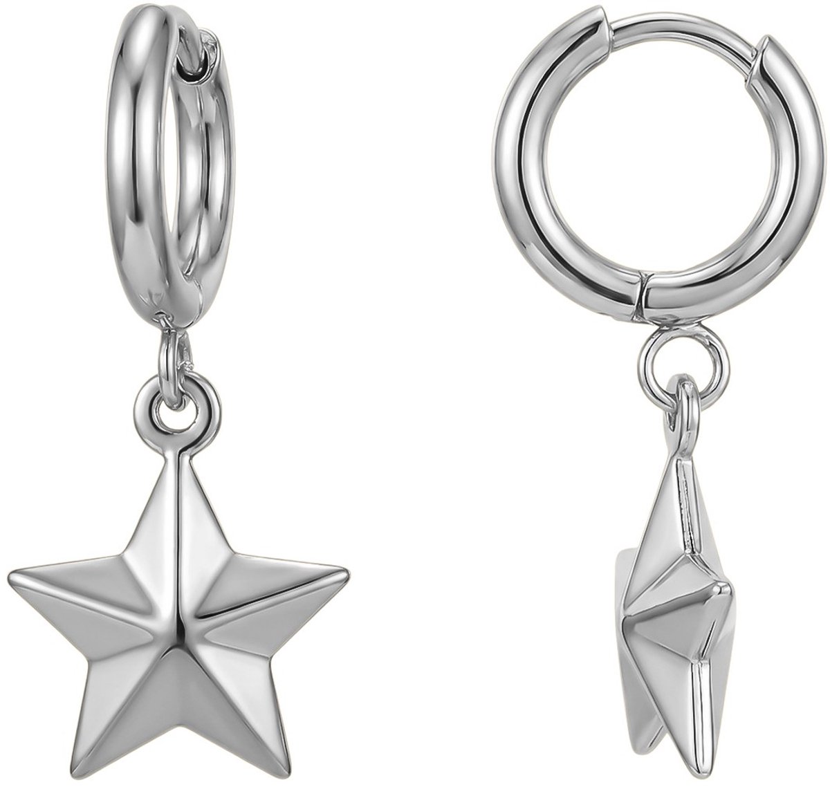Joy Ibiza - ster oorbellen - ster bedel oorringen - 11 mm met klap scharnier sluiting - sterretje- ear party boho - bohemian style - chirurgisch staal - ip/pvd t50