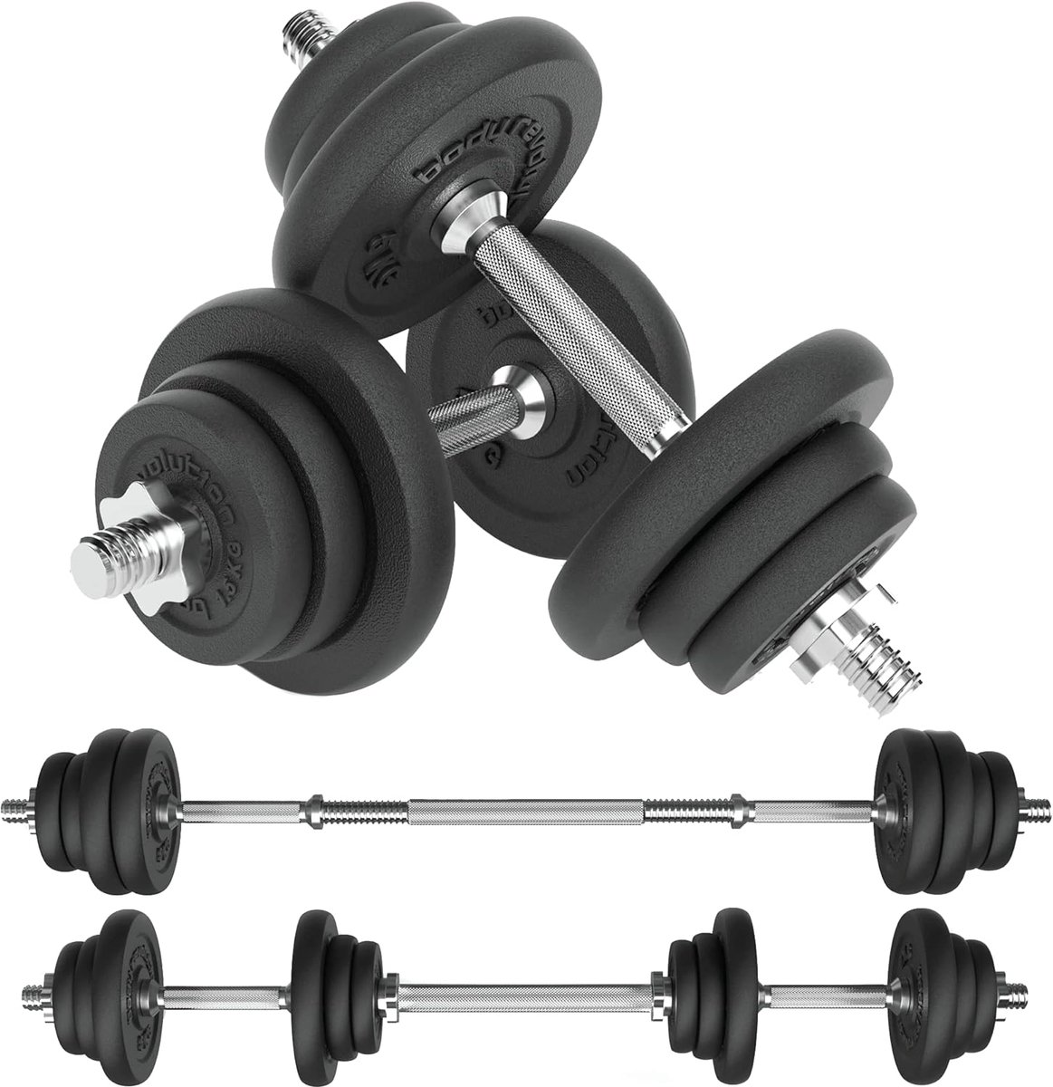 Dumbbell set 40 kg - verstelbaar gietijzer - compact en robuust - ideaal voor krachttraining - SnelShoppen