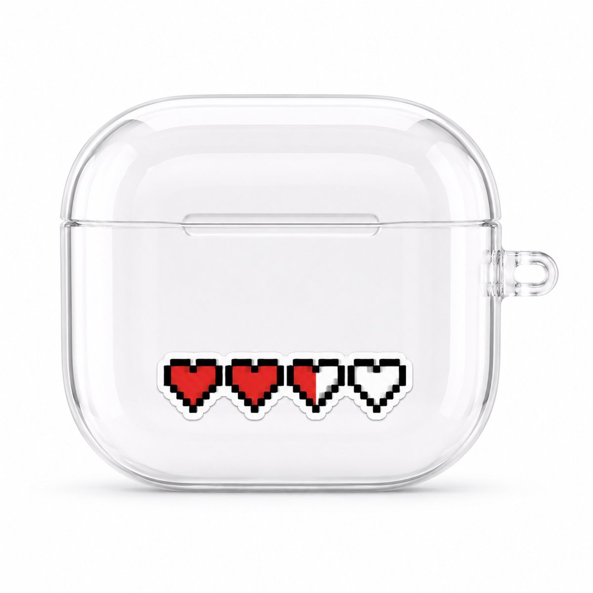 Enluxe Case geschikt voor Airpods 4 - Pixel Hartjes Gaming - Transparant Hoesje, Schokbestendig & Draadloos Opladen