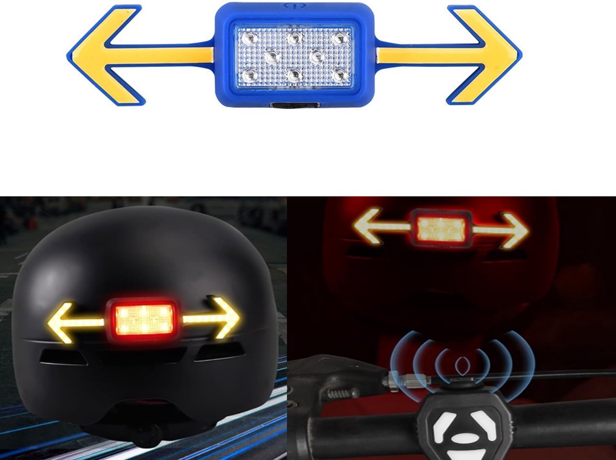 KZQ Draadloze fiets richtingaanwijzer en achterlicht met LED - Waterdicht knipperlicht voor helm en fiets - Blauw