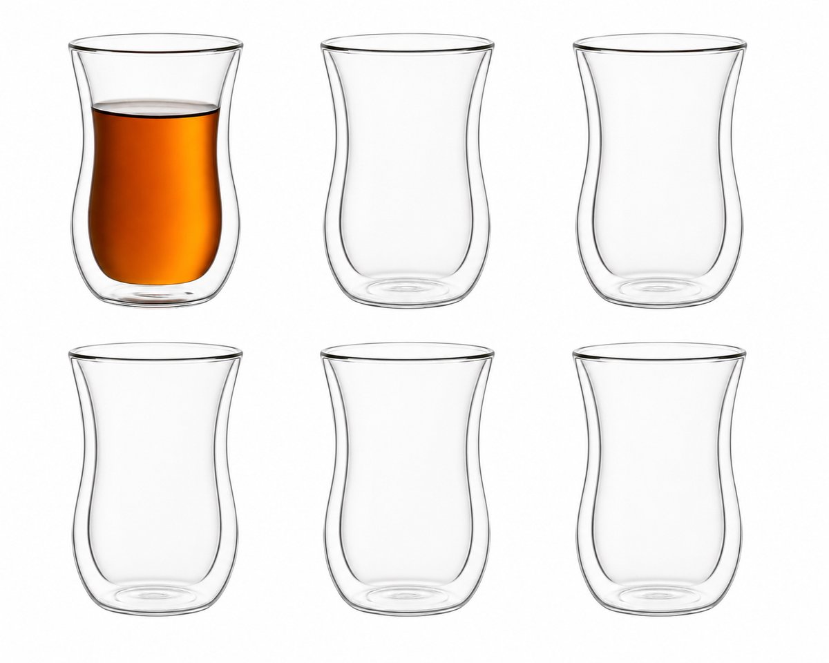 Bricard Dubbelwandige Turkse Theeglazen - 150ml - 6 Stuks - Dubbelwandige Glazen