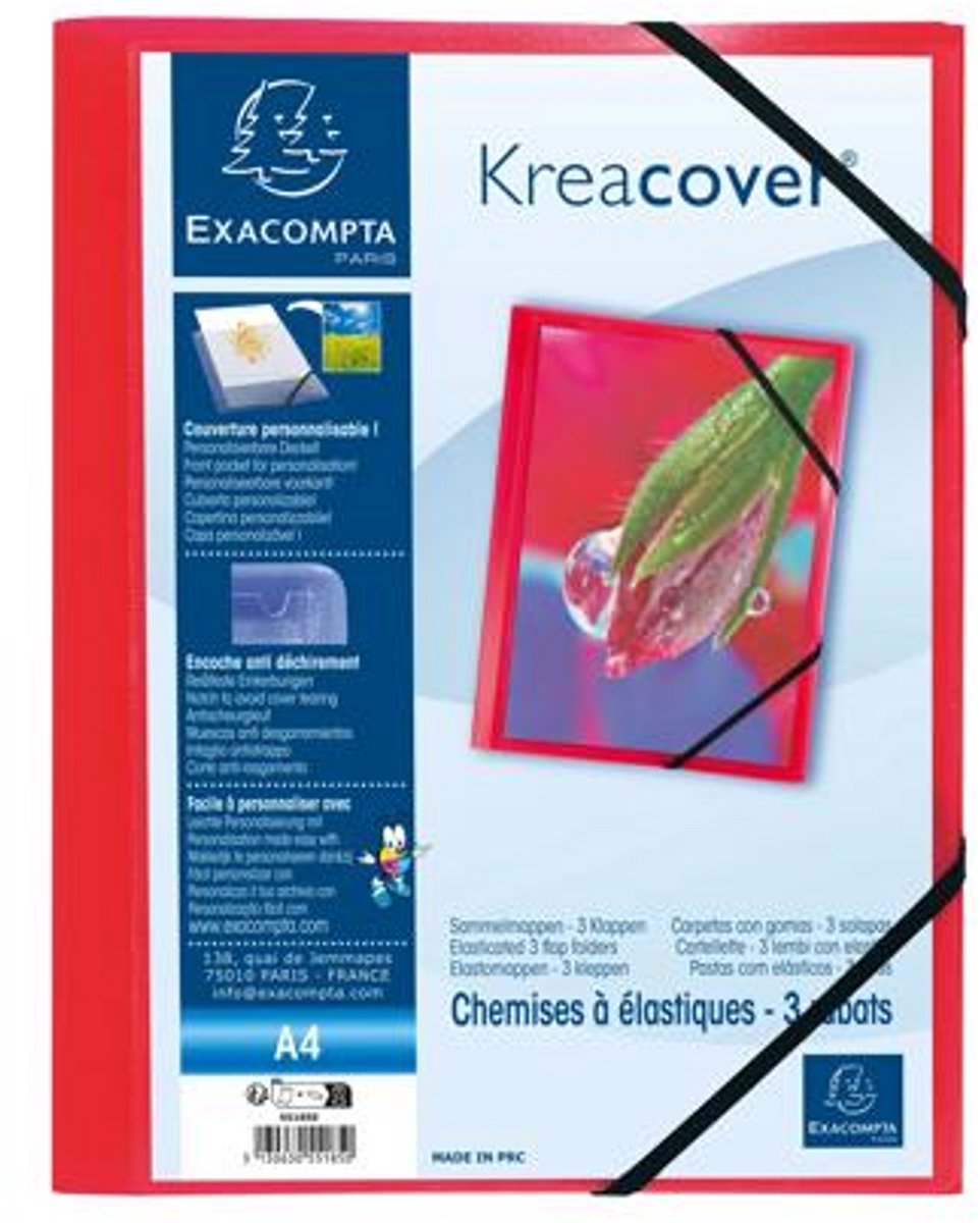 Exacompta elastomap Kreacover A4 PP rood