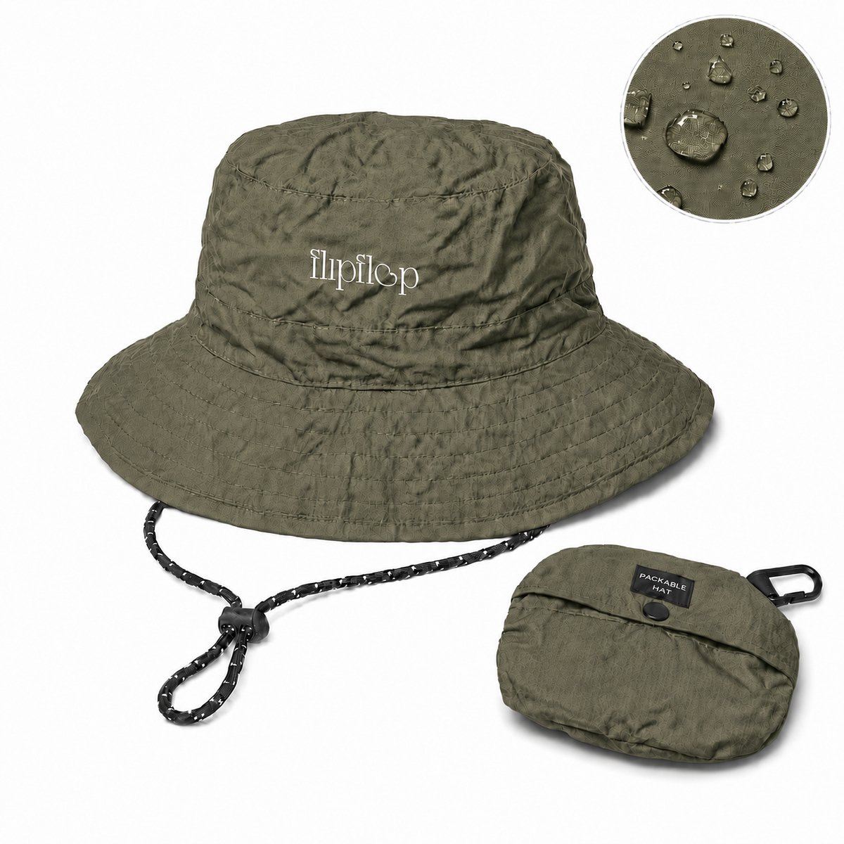 Flipflop Club® Waterproof Bucket Hat | Olijfgroen Vissershoedje | Packable | UV Bescherming | Accessoires voor festival | Outdoor Regen Hoedje | Vissershoed | Unisex | Visser Cap | Sun Hat | Zonnehoedje | Safari Hoed | Kamperen | Camping