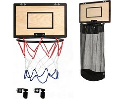 Basketbalring en Wasmand in één, Hangsysteem voor Deur, Houten Wasmand met Rits voor Badkamer en Kamer, Perfect als Cadeau voor Kinderen en Volwassenen