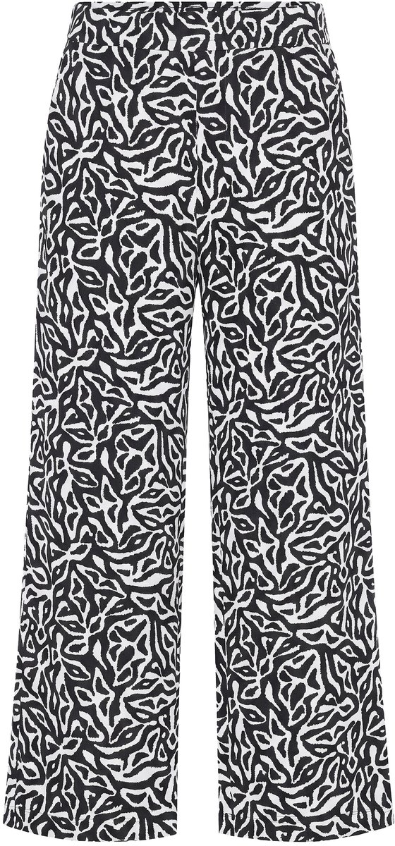 Studio Untold - Dames - Broek wijde pijpen print all-over elastische tailleband - Zwart - Maat 50