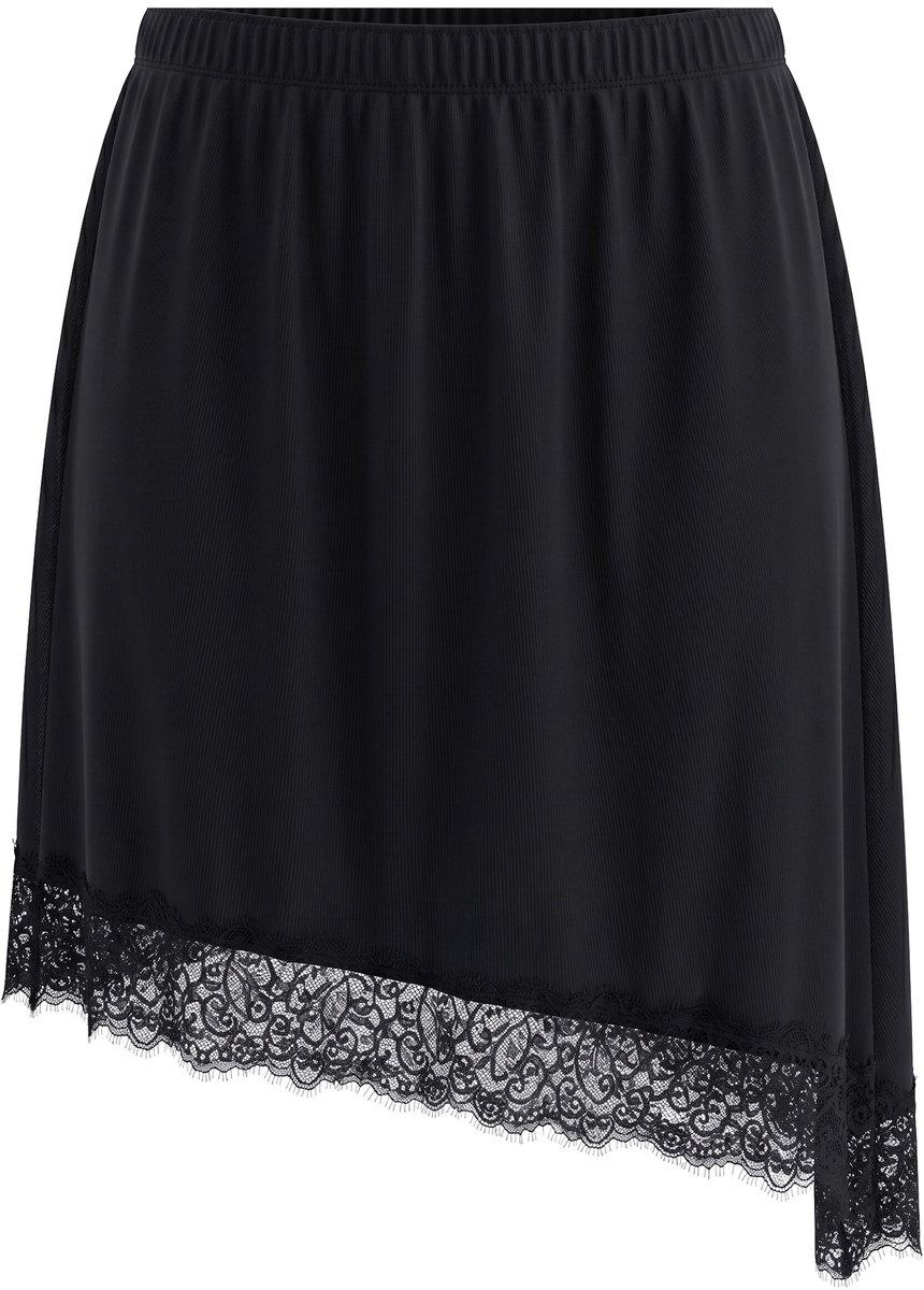 Studio Untold - Dames - Rok A-lijn asymmetrische zoom kant - Zwart - Maat 50+