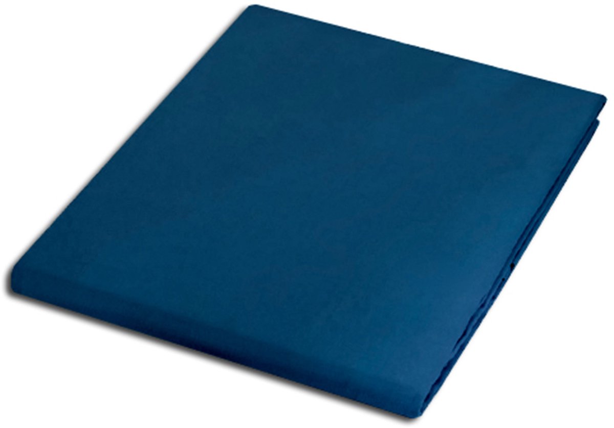 Katoen Satijnen Laken - 160x220 cm - Donkerblauw - 100% Katoen - Laken Zonder Elastiek - OEKO-TEX