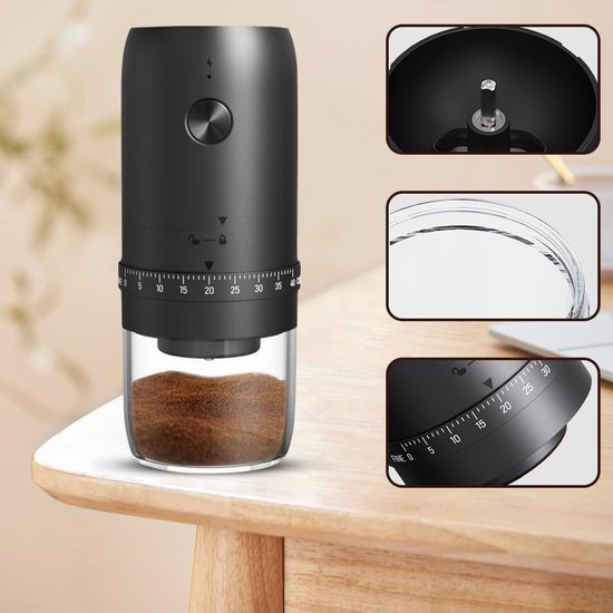 Draadloze Koffiemolen met 40 Instellingen, Oplaadbare en Draagbare Elektrische Molen voor Espresso, Perfect voor Thuis, Kantoor en Kamperen — afbeelding 2