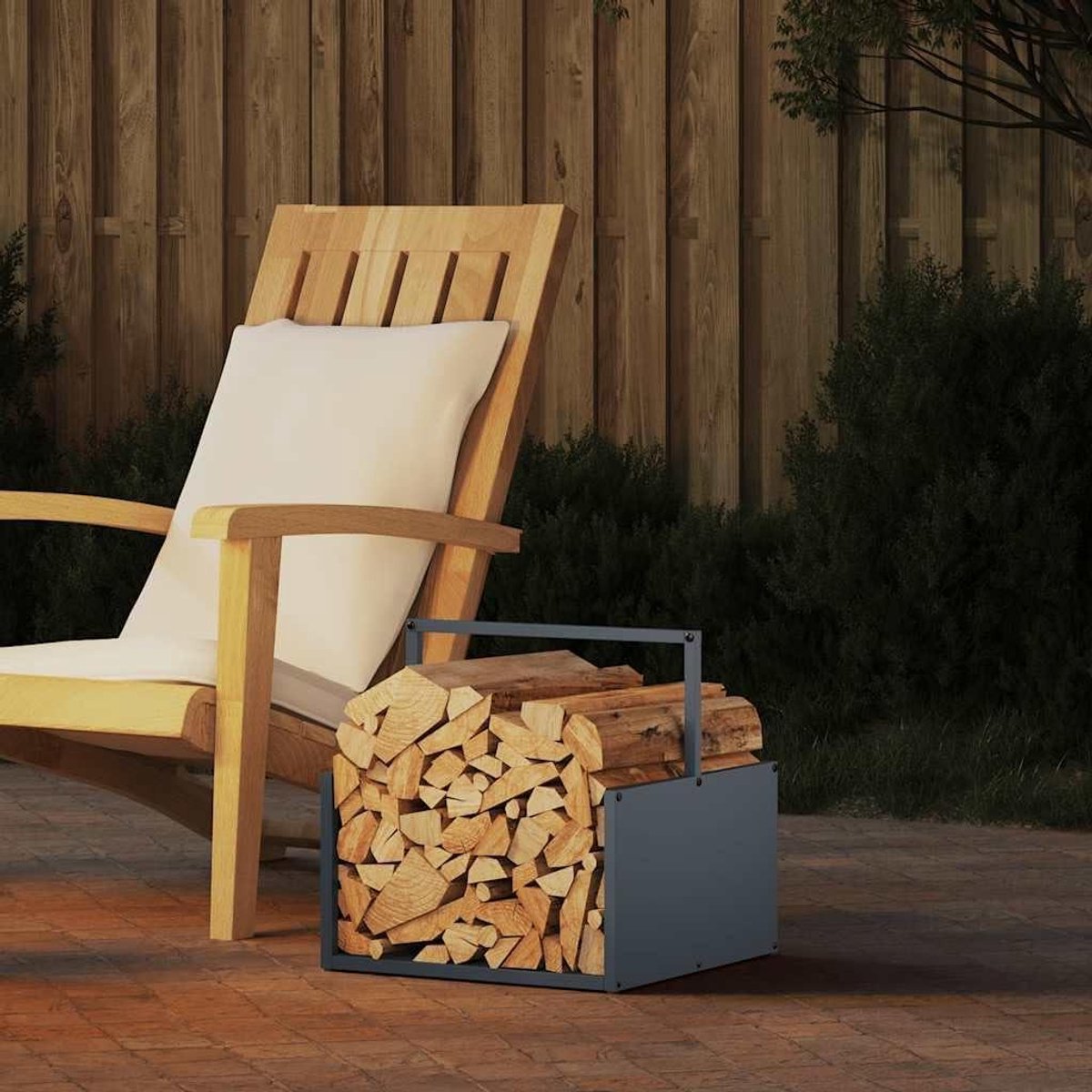Brandhoutrek - Houtopslag Rek - Hout Drogen - Stabiel Frame - 40 x 40 x 40 cm - antraciet